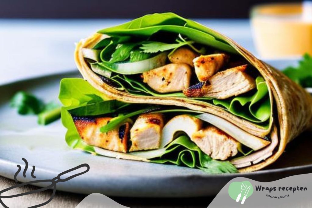 Gegrilde kip en pindasaus wraps