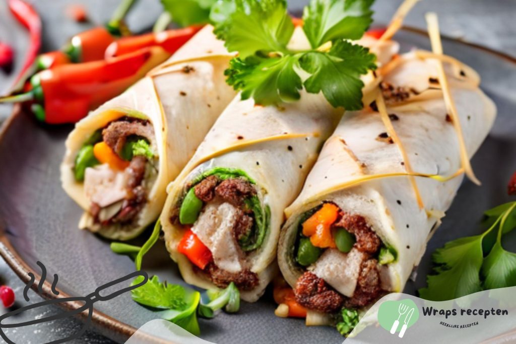 Gehakt en paprika wraps